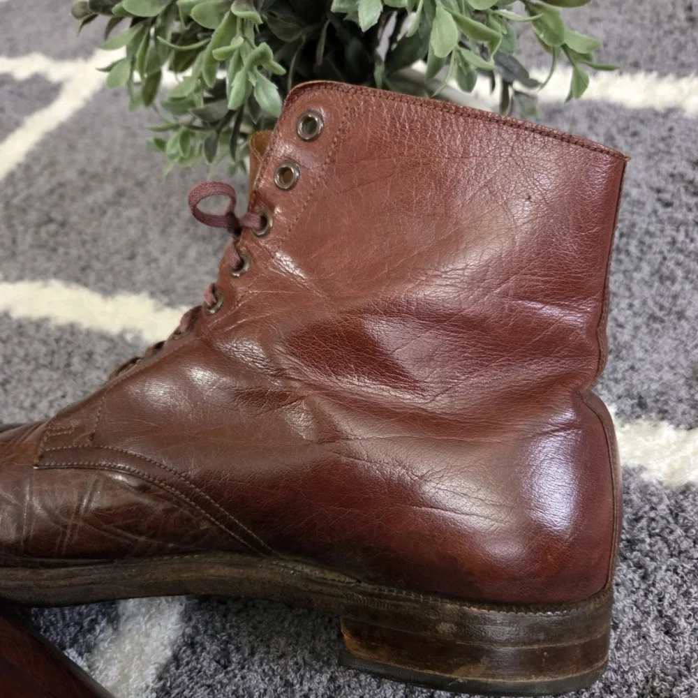 Vtg Polo Ralph Lauren Leather Lace Up Officer Military Field Boots Sz 10 England